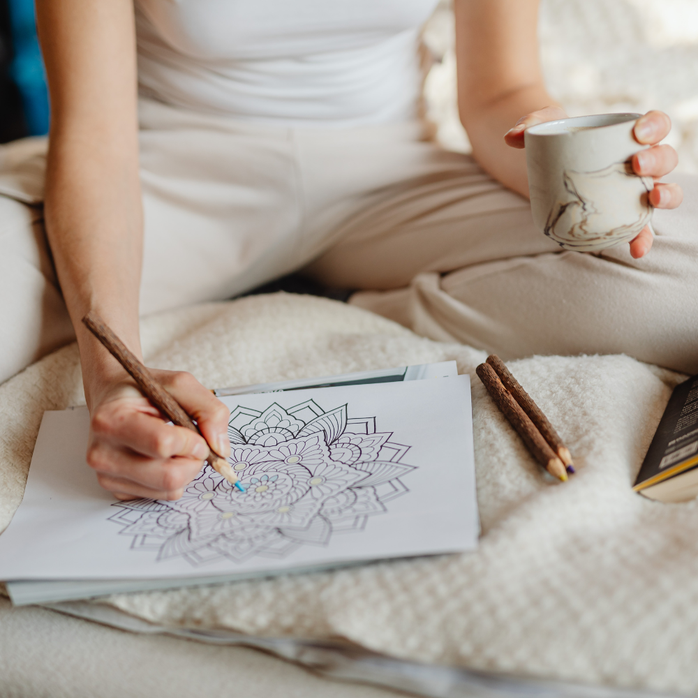 Meditation can start small. Something like colouring can be used as a starting point for practicing mindfulness